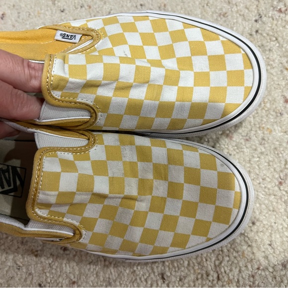 Vans yellow white checkered shoes men’s 7 women’s 8.5 - Picture 2 of 9